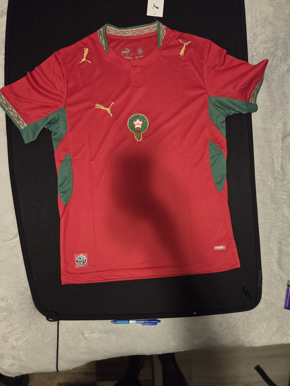 Puma Red Kids Morocco Soccer Jersey with Green Accents